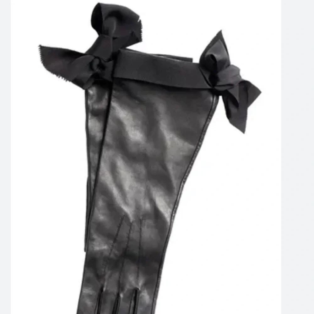 NWT Lanvin X H&M Sample Piece Leather Long Black Gloves